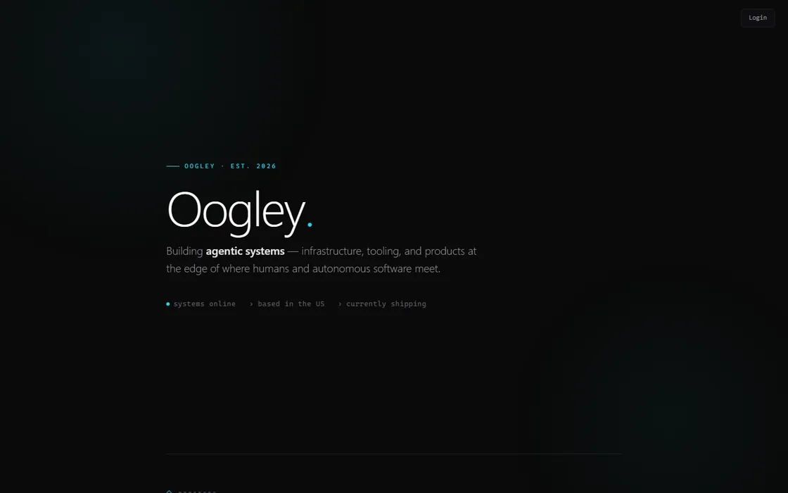 oogley.net — minimal dark brand page